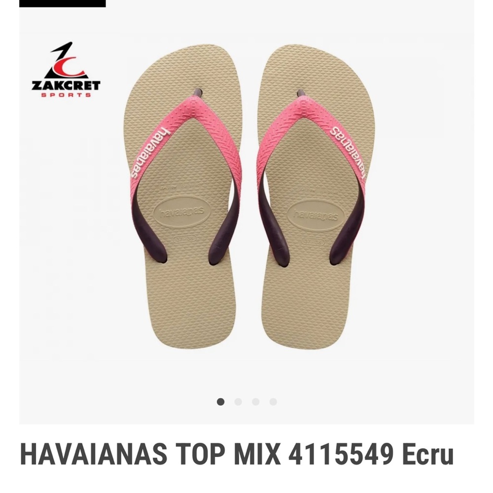 Havaianas Ecru and Pink Flip Flops